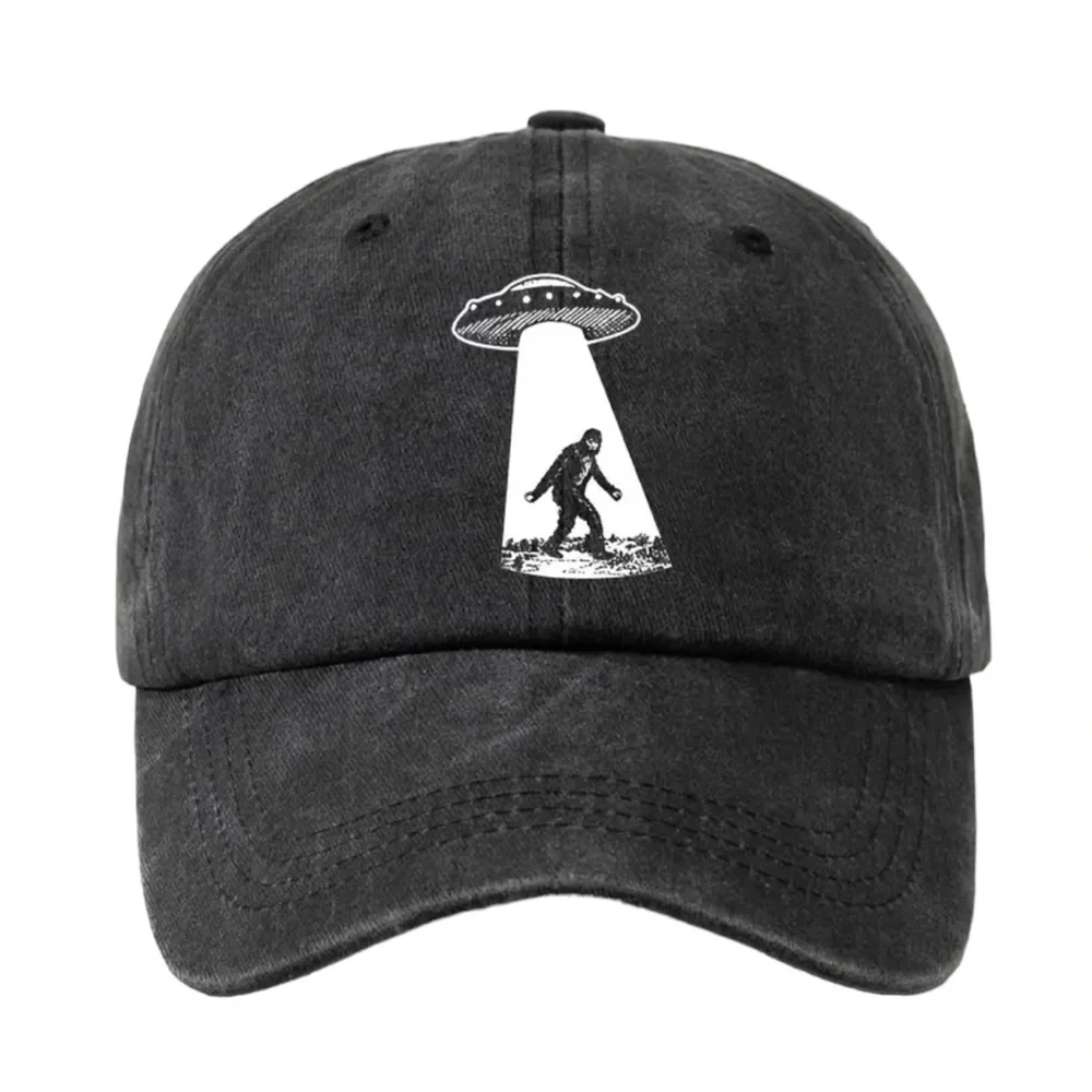 🆕 Distressed Vintage Washed Baseball Cap Bigfoot With UFO 🛸👽👣 - Picture 5 of 13